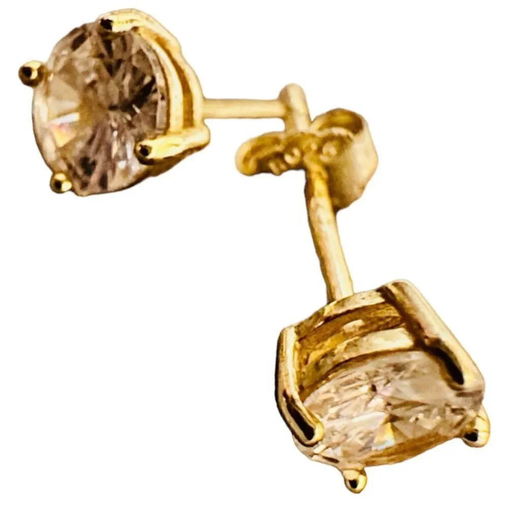 Children’s 925 Gold Zirconia Stud Earrings – One Missing Back